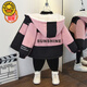 G.DUCKKIDS boys winter coat warm velvet hooded jacket girls autumn and winter Korean letter print thickened loose cotton coat back diagonal zipper velvet jacket black 100 cm suitable for 90-100cm age 3-4 years old