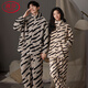LangSha couple pajamas for winter, one man and one woman, warm flannel thickened cardigan, casual and can be worn outside, autumn and winter home clothes, female 88659 + male 88660 M female + L male