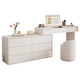 Shuchuan Cream Style Dressing Table Flip Drawer Cabinet Integrated Dressing Table Bedroom Retractable Bedside Storage Cabinet Solid Wood Dressing Table Cream White Flip Cover Dressing Table + Six Drawer Cabinet + Cat Claw Chair ENF Level Door-to-Door Package Installation