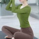 Double Show 2025 Super Hot Yoga Wear Suit Autumn and Winter with Padded Dopamine Long Sleeve Top Pilates Stunning Fitness Wear for Women Wutong Green Long Sleeve + Haiyueyan Pants L 110-120