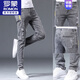 
ROMON jeans men's summer thin slim foot ripped trendy brand elastic slim 2025 men's summer long pants men 6636 gray 28