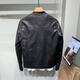 Motorcycle leather jacket for young men spring new Korean version trendy slim and handsome versatile stand-up collar riding leather jacket black XL XL recommended weight 115-130Jin Jin equals 0.5 kg