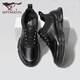 Sieben Wölfe Herrenschuhe Herbst und Winter Neue echte Leder-Freizeitschuhe für Männer mit dicker Sporterschuhen Schicht Schicht Cowhide Weiche und vielseitige Laufschuhe Schwarz 9793 39