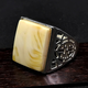 Amber School, one object, one picture, one certificate, white beeswax ring for men and women, natural amber, Russian pewter, silver inlaid ring, ring, 4.04g, 16*13mm