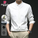 Pierre Cardin Men's Henry Collar Long Sleeve Shirt Chinese Style Shirt Men's Autumn New Casual Bottoming Shirt Chinese-style Iron-Free Top Men White L 120-140Jin Jin equals 0.5 kg