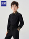 Luo Meng children's black shirt and black trousers boys' performance clothing chorus suit summer embroidered black shirt and trousers two-piece set long-sleeved embroidered black shirt + black trousers 130 cm