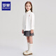 Romon children's clothing French preppy shirt girls autumn lace doll collar top embroidered white shirt white 120