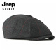 JEEP middle-aged and elderly beret men's British retro woolen peaked cap autumn and winter new octagonal hat casual painter hat black M adjustable 55-60c