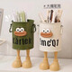 High-looking jewelry box, large-capacity desktop storage box, internet celebrity sausage mouth, office stationery storage bucket, elegant white pen holder + brown mouth + 2 yellow feet