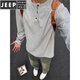 JEEP SPIRIT Jeep light gray Henry collar long-sleeved t-shirt men's autumn and spring trendy brand inner layering shirt American heavyweight po.lo sweatshirt gray L