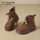 La Chapelle thick-soled Martin boots for women, new autumn and winter heightening short boots for small people, one-legged work boots, brown 36
