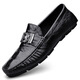 Muxi Pastoral New Crocodile Muster Beanie Schuhe Lazy Driving Shoes Britische Freizeitschuhe für Herren Lederschuhe Echtes Cowhide Casual Sports Schuhe 15888 Brown 44