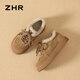 ZHR Birkenstock shoes for women winter short plush casual women's suede cowhide versatile cotton shoes for women EH278B camel 38