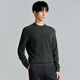 Angel Bird Wool Sweater Men's Autumn Style Men's 100% Sheep Wool Business Casual Long Sleeve Sweater Textured Wool Sweater Inside Gray Lake Green XL -50(180/100)