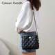 CALWAN KEODH bag women's bag new leather chain crossbody bag large capacity light luxury high-end birthday and New Year gift for girlfriend black brand fashion versatile rhombus bag