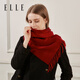 ELLE 100% sheep wool red scarf for women autumn and winter warm scarf jacquard fashion versatile gift box