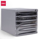 Gabinete de almacenamiento de escritorio de archivo deli gabinete de cajón de plástico transparente de 4 capas de 5 capas suministros de oficina 9794-negros (4 capas)
