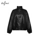 EIFLI (EIFINI) EIFLI Trendy Motorradtemperament Temachse Lederjacke für Frauen 2025 Herbst Neue vielseitige Freizeit -Designjacke für Frauen Schwarz S
