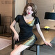 Jie Yintong Deep V Sexy Women's Nightclub Dress Slim и Slim Hip короткая юбка ночная сцена.