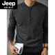JEEP SPIRIT high-end dark gray trendy Henry collar long-sleeved sweater for men autumn and winter slim fit top ribbed hem sweater for men dark gray M 95-110Jin Jin is equal to 0.5 kg