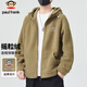 Paul Frank Jacket Men's Autumn and Winter Trendy Double-sided Velvet Hooded Jacket Men's Polar Fleece Warm Men's Khaki XL
