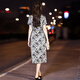 Homesee overseas light luxury high-end dress printed silk dress for women short-sleeved mid-length version temperament waist-hugging mulberry silk skirt picture color 2XL 121-130Jin [Jin equals 0.5 kg]
