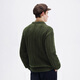 Navigare Italian Small Sail Fashion Cable Wool Sweater Men's 2025 Autumn and Winter New Comfort Bottoming Shirt Round Neck Sweater Vibrant Green L