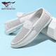 Siete zapatos de cuero genuino de cuero de siete lobos de cuero para hombres, zapatos de cuero casuales de cuero para hombres, verano, transpirable 2025 blanco 9925 41