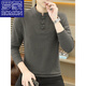 ROMON 100% cotton stand-up collar long-sleeved T-shirt men's Chinese style Henry collar polo shirt with button inside German velvet bottoming shirt 8806 Gray 2XL