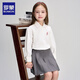 Romon children's clothing French preppy shirt girls autumn lace doll collar top embroidered white shirt white 120