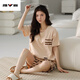 雅鹿2025年新款睡衣女夏季棉短袖两件套夏天家居服 YZT9857 M 女款 建议80-100斤