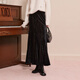 Sancai 2025 winter new velvet skirt elastic waist A-line skirt long skirt elegant temperament M