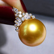 Zhouke Xifei real diamond 18k gold foreign gold bead pendant tea gold thick gold single ice and snow queen seawater necklace Philippines 12-13mm