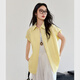 Vanciman Pure Cotton Damen-Kurzärärmel-Hemd für Frauen 2025 Sommer Neues Pendler einfaches Hemd Lose Revers Top M9859 Zitronen Sie