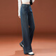 RAJKPOOR Retro High Waist Denim Straight Pants Women's Pants 2025 Autumn New Style This Year's Popular Velvet Wide Leg Long Pants Retro Blue - Pants <Spring and Autumn Style> XL / Recommended 116-125 Jin Jin is equal to 0.5 kg
