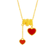 Mingzuan International 18K gold heart-to-heart red agate pendant au750 love tassel neck necklace as a birthday gift for your girlfriend