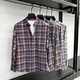 老人头（LAORENTOU）经典款加厚纯棉格子长袖衬衫中青年男士秋季 IF-25143蓝红格 XL 推荐140-160斤