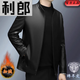 
Lilang Haining top layer sheepskin genuine leather leather jacket for men's lapel daddy suit men's casual plus velvet jacket black/lap (single leather) M 170 Recommended 100-120 Jin [Jin equals 0.5 kg]