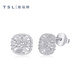 Xie Ruilin (TSL) platinum earrings square simple Pt platinum earrings women's earrings BF443 pair (about 2.0g)