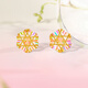 Saturday blessing colorful flower-shaped gold earrings women's gold earrings birthday gift price A0921147 one pair about 1g