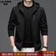 Lilan 2025 men's spring and autumn jacket men's business casual removable loose hooded windproof middle-aged jacket blue brand clearance broken code M 170_(100-120Jin Jin equals 0.5 kg)