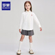 Romon children's clothing French preppy shirt girls autumn lace doll collar top embroidered white shirt white 120