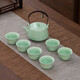 Celadon handle teapot Kung Fu tea set ceramic household simple teapot tea cup complete set Japanese style small set 7-head celadon hand holding pot flat cup