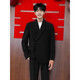 New Chinese style black buttoned suit jacket Chinese tunic suit engagement groom wedding dress casual suit black jacket high quality S recommended 75-95Jin Jin equals 0.5 kg