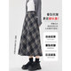 Gray tartan skirt for women spring and autumn 2025 new high-waisted slim mid-length a-line skirt gray plaid color (high-quality version) L 116-129 Jin Jin equals 0.5 kg Select