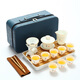 Kanglepin Kung Fu Tea Set Chinese White Mutton Fat Jade Porcelain Travel Tea Set Household Ceramic Tea Cover Bowl Tea Cup Tea Tray Mutton Fat Jade-Zen Character Travel Tea Set