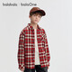 Balabala children's clothing boys' shirts children's big children's clothes new autumn and winter velvet jackets warm plaid shirts versatile red tone 00366 120