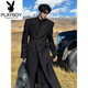 Playboy (PLAYBOY) black woolen coat men's mid-length autumn and winter British style windbreaker cleanfit Korean woolen coat black upgraded version XL