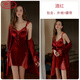 Langsha (Langsha) Модная сексуальная пижама для женщин с глубоким V Plus Bud Bad Velvet Yarn Sweet The Write The Nightgown для женщин с внешней одеждой и домашней одеждой Установка 3879 Винная инфракрасная халата + пояс + средний размер 90-130Jin [Jin равняется 0,5 кг]