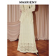 MAXRIENY【艺术系流浪】花影浮雕套装波西米亚半裙伞摆鱼尾长裙秋 本白 L